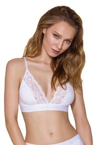 Эластичный топ с кружевом Passion PS001 TOP Белый L