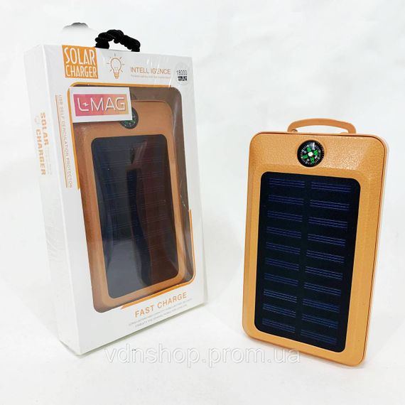 УМБ Power Bank Solar 18000 mAh мобильное зарядное с солнечной панелью и лампой, Power Bank Charger Orange MB-24 | Зображення 4