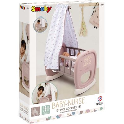 Ігровий набір Smoby Toys Колиска Baby Nurse з балдахіном Сіро-рожева (220373) | Зображення 1