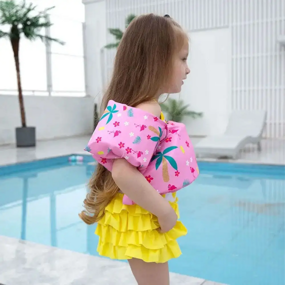 Дитячий плавальний жилет із нарукавниками для плавання "Фламінго", зручна застібка на спині | Зображення 8