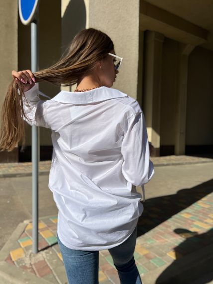 Женская стильная блуза рубашка оверсайз LI8807 белая, размер 42/46 | Зображення 3