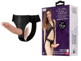 Двойной страпон BAILE STRAP ON DOUBLE DILDOS, 7.1''+5.9'' Sex Aura