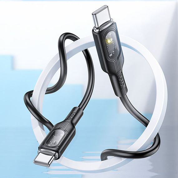 Дата кабель Hoco U120 Transparent explore intelligent power-off PD 60W Type-C to Type-C (1.2m) | Зображення 5