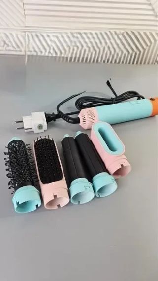 Професійний стайлер для волосся 5 в 1, керамічне покриття, іонізація повітря, багатофункціональний фен, випрямляч, об'ємний | Зображення 1