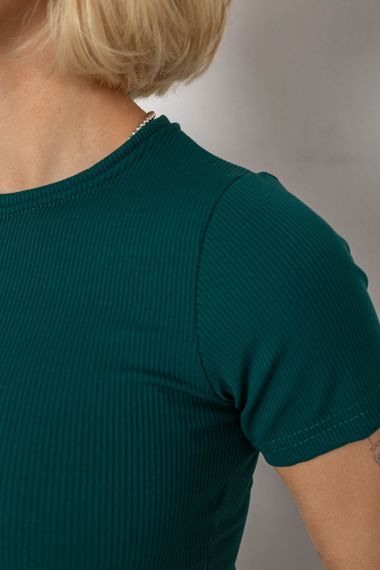Футболка - топ женская в рубчик, цвет зеленый, 238R58210 | Зображення 4