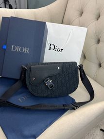 Месенджер чорний Dior Saddle Oblique Black c881