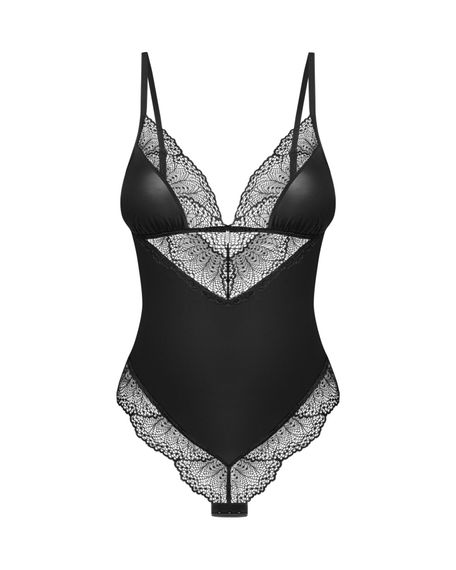 Тедді Obsessive Lobellis teddy, XL/2XL, чорне, ліф з м’якою чашкою, відкрита спина, низ-стрінги | Зображення 2