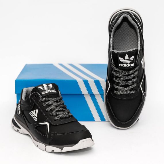 шкіряні кросівки Adidas чорні. | Зображення 5