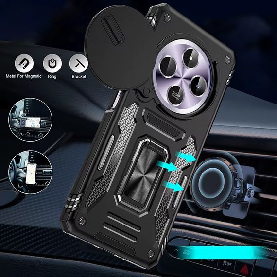 Ударостійкий чохол Camshield Army Ring для Xiaomi Redmi 14C / A4 / Poco C75 Чорний / Black | Зображення 1