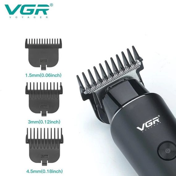 Тример для волосся VGR V-937, з USB-кабелем для зарядки, світлодіодним дисплеєм, 3 насадками | Зображення 7