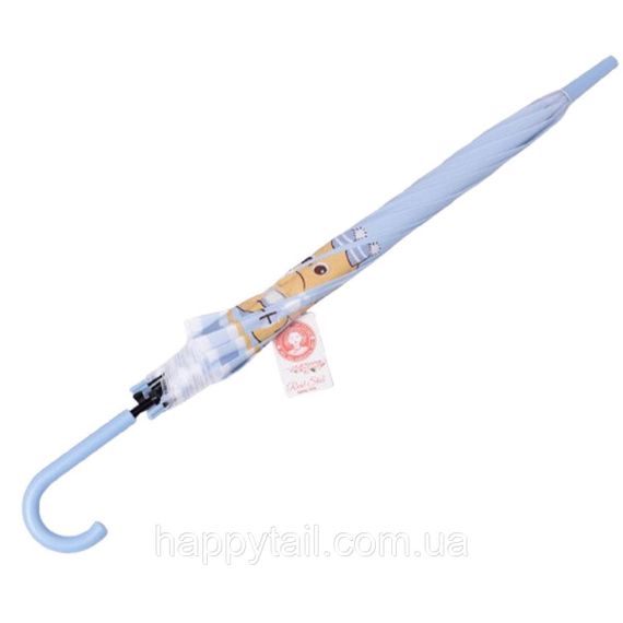 Дитяча парасолька-тростина 94 см Блакитна, міцна напівавтомат на 8 спиць для хлопчиків | Зображення 5