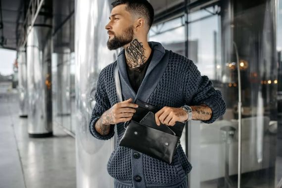 Шкіряна поясна сумка Skin and Skin Crossbody Bag M 24x13x3.5 см Чорна (WB01BL) | Зображення 5