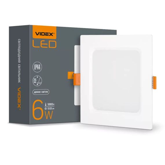 Світильник вбудований LED Videx Back 6W 5000K квадрат VL-DLBS-065