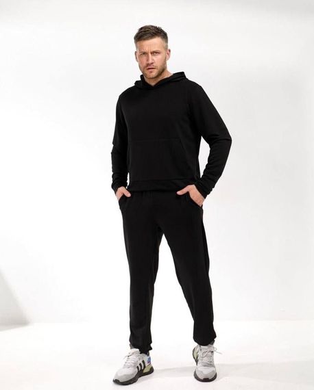 Чоловічий спортивний костюм SOLINNA Mod 105, комплект худі + штани, 46–60 Чорний, 46–48 | Зображення 5