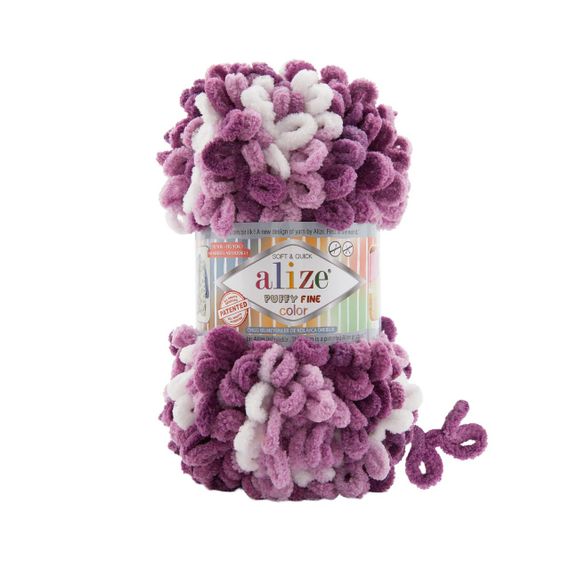 Пряжа Alize Puffy FINE Color 8056 фантазійна нитка плюшева