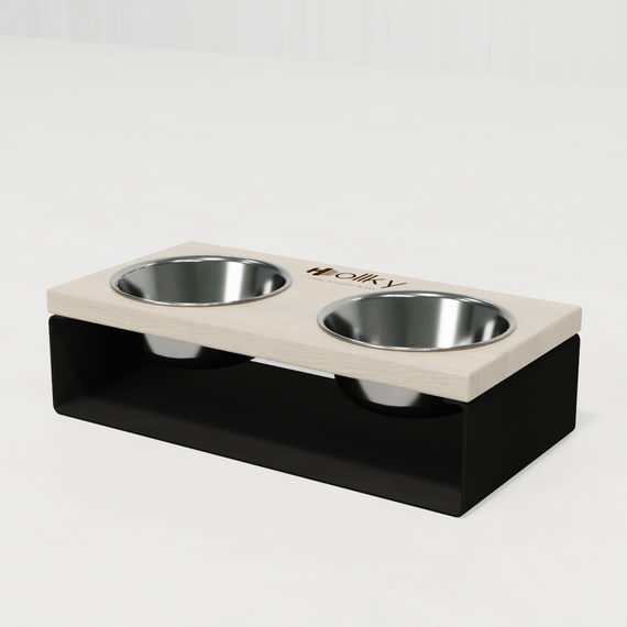 Миски на подставке из цельного металлического листа для собак и котов Hollky SteelWood S (2 × 0,45 л) SWS-36188-BLWH | Зображення 6