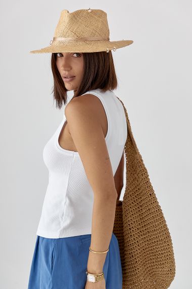 Майка в рубчик на кнопках - білий цвет, S (є розміри) | Зображення 1