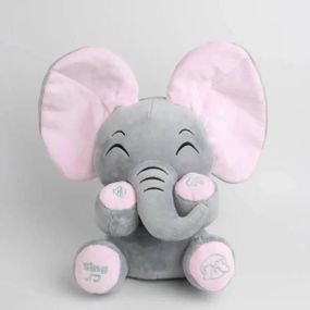 Игрушка мягкая музыкальная  интерактивная Слоник играет в прятки HA-161 Серый