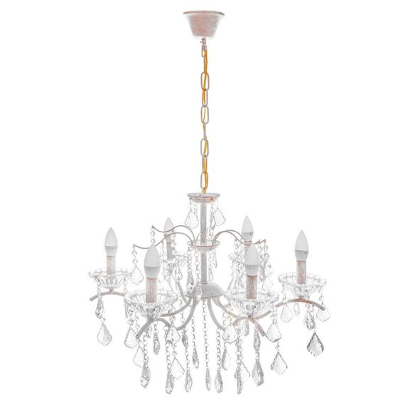 Люстра свеча подвесная хрустальная для холла E14 40W WH (BCL-682S/6)