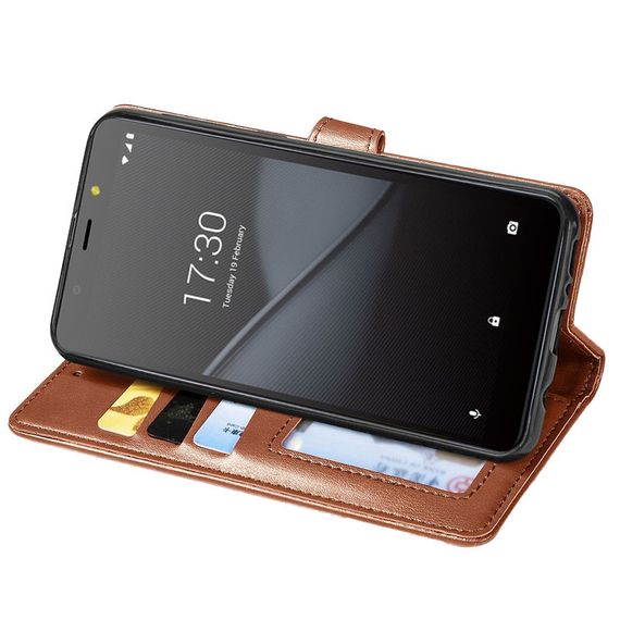 Шкіряний чохол книжка GETMAN Gallant (PU) для TECNO POP 3 Коричневий, Штучна шкіра, Слот для візитки | Зображення 3