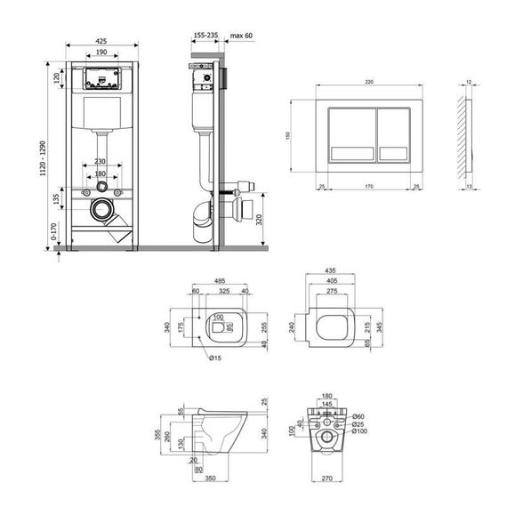 Готове рішення Qtap для ванної кімнати: підвісний унітаз Tern Ultra Quiet 490x365x325 + комплект інсталяції Nest 4 в 1 | Зображення 1
