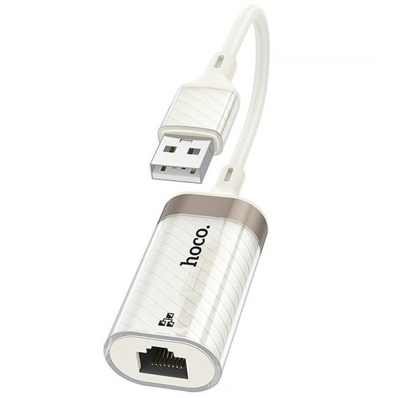 Перехідник Hoco UA41 Crystal USB to RJ45 100 Mbs (0.15m) Apricot | Зображення 2