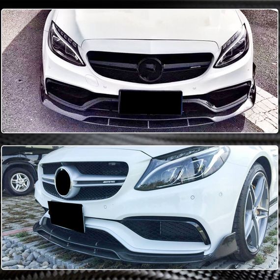 Накладка на передній бампер Lip V4 (для SD C63 AMG 2015-2019, Карбон) для Mercedes C-сlass W205 рр | Зображення 5