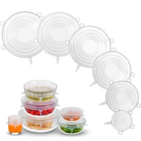 Набор силиконовых крышек 6 шт, Silicon Cap, цвет Рандом / Универсальные многоразовые крышки для посуды /