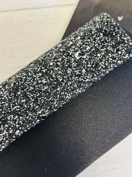 Женская маленькая сумка блестящая, конверт-клатч Черная+серебро (3331) | Зображення 2
