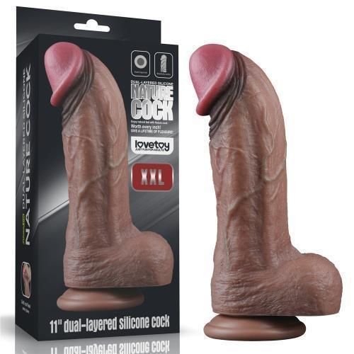 Фалоімітатор - Dual-Layered Silicone Cock 11" Brown Sex Aura