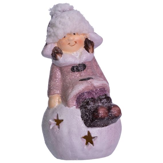 Новорічна фігурка з підсвіткою Дівчинка на сніговій кулі з фарфору 7×7×16 (см) новорічний декор для дому, квартири на подарунок | Зображення 4