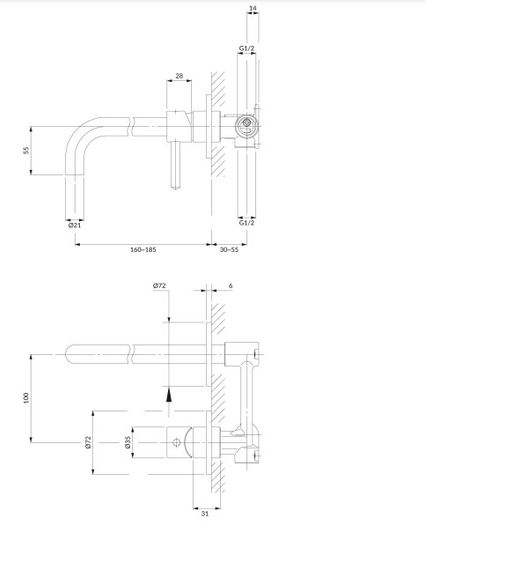 Змішувач для раковини Omnires Y прихованого монтажу copper (Y1215HCP) | Зображення 1