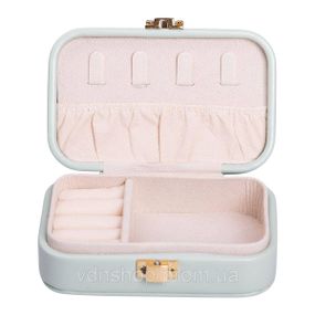 Шкатулка для украшений из эко кожи 12×7.5×4 см с застежкой органайзер для ювелирных изделий HP-5-34GR