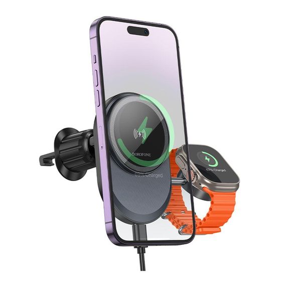 Автотримач Borofone BH219 Fine 2-in-1 Magnetic Wireless 15W Колір Чорний | Зображення 2