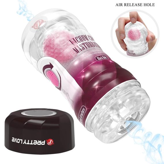 Прозрачный мастурбатор вагина PRETTY LOVE VACUUM CUP MASTURBATOR Black Hole ABS TPR Sex Aura | Зображення 1