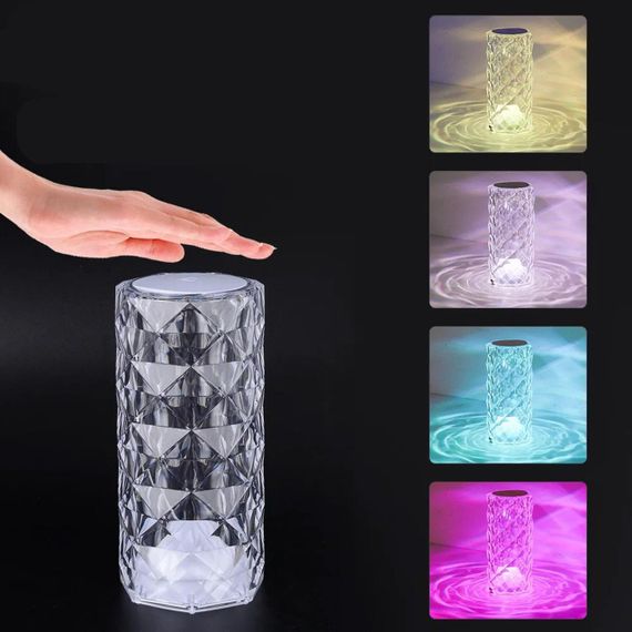 Настільна RGB лампа з пультом та USB-зарядкою, Crystal Rose Ambience / Сенсорний світлодіодний нічник на акумуляторі | Зображення 5