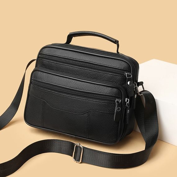 Чоловіча шкіряна сумка-барсетка з ручкою з ременем через плече чорна BX-10041 | Зображення 9