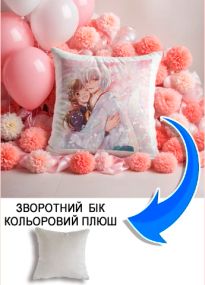 Подушка плюшева Мерч Крафт Дизайн з принтом аніме тамое нанами 04 сірий плюш квадратна 33х33 см
