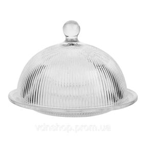 Блюдо сервірувальне з кришкою Ø 20 см скляне прозоре для десертів, випічки, фруктів HP-YH-43