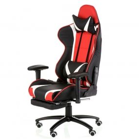 Кресло геймерское Special4You ExtremeRace blackredwhite with footrest