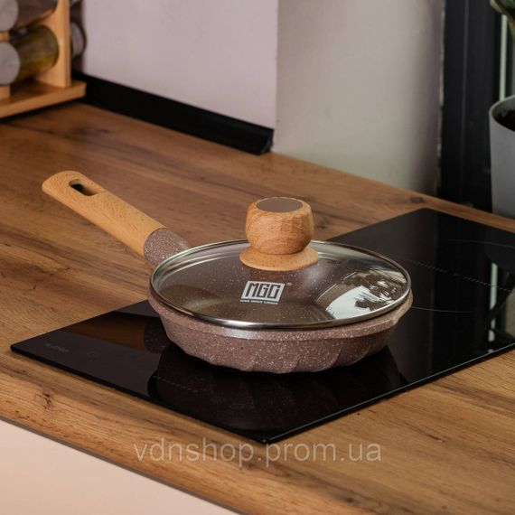 Мраморная алюминиевая сковорода с антипригарным покрытием 1 литр Ø 20 см кофейная MGC HP-4-421CO | Зображення 5