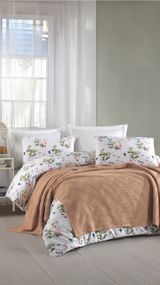 Постельное белье с пледом Saheser Ranforce Zig Zag 200 х 220 см Hardal