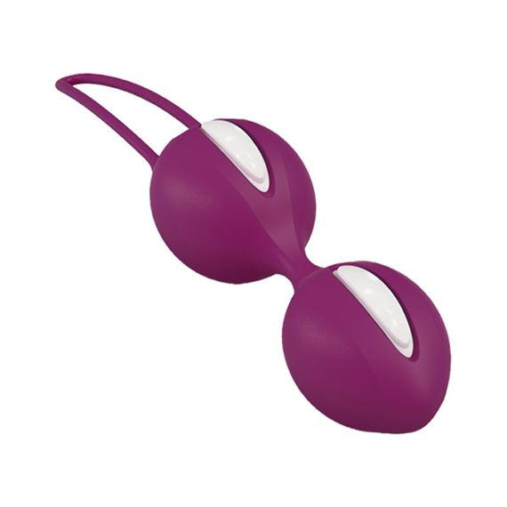 Вагинальные шарики Fun Factory SMARTBALLS DUO, бордово-белые, 2 шт, диаметр 3,2 и 3,6 см | Зображення 3