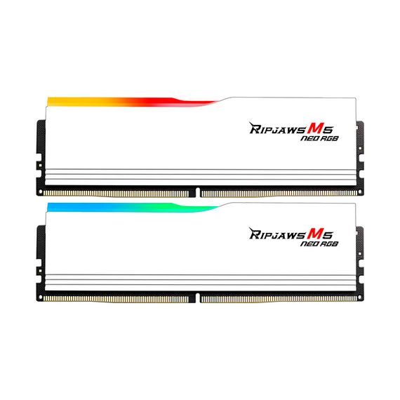 Модуль пам'яті для комп'ютера DDR5 64GB (2x32GB) 6000 MHz Ripjaws M5 Neo RGB Matte White G.Skill (F5-6000J3636F32GX2-RM5NRW)