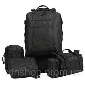 Чорний Рюкзак тактичний з підсумками Eagle B08 55 літр / Військовий, штурмовий / Вірменський