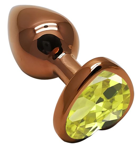 Анальная пробка с кристаллом EGZO - Dark Gold Heart Plug Lime, size S sexstyle | Зображення 1