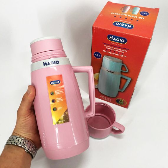 Термос Magio MG-1051P зі скляною колбою, Термос для питної води, термос для дому. Колір: рожевий | Зображення 9