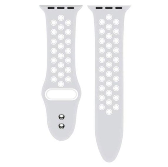 Спортивний ремінець з перфорацією Primo для Apple Watch 38mm / 40mm / 41mm розмір S - Grey&White | Зображення 2