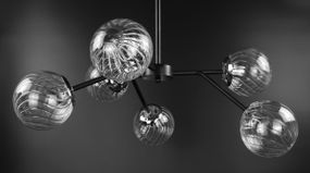 Люстра стельова на 6 лампочок 26493 Чорний 25-63х65х65 см.