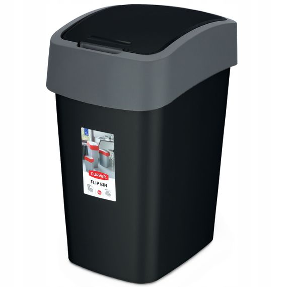 Контейнер для мусора с поворотной крышкой Curver (Курвер) Flip Bin 45 л (02172) Черный | Зображення 1